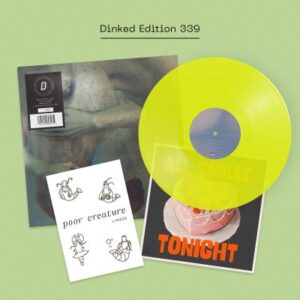 POOR CREATURE: "All Smiles Tonight" DINKED neon yellow LP & signed print
