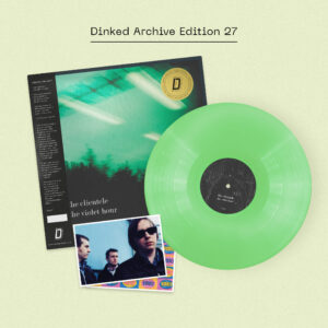 CLIENTELE, THE: "The Violet Hour" *DINKED* green LP & signed postcard