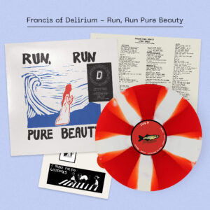 FRANCIS OF DELIRIUM: "Run, Run Pure Beauty" DINKED cornetto red LP with stickers & poster