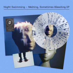 NIGHT SWIMMING: "Melting, Sometimes Bleeding" DINKED clear/blue splatter EP with signed print