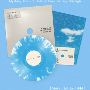 MYSTERY JETS: "A Hole To See The Sky Through" *DINKED* blue/white LP with signed postcard and peephole. Released 21st Aug 2026
